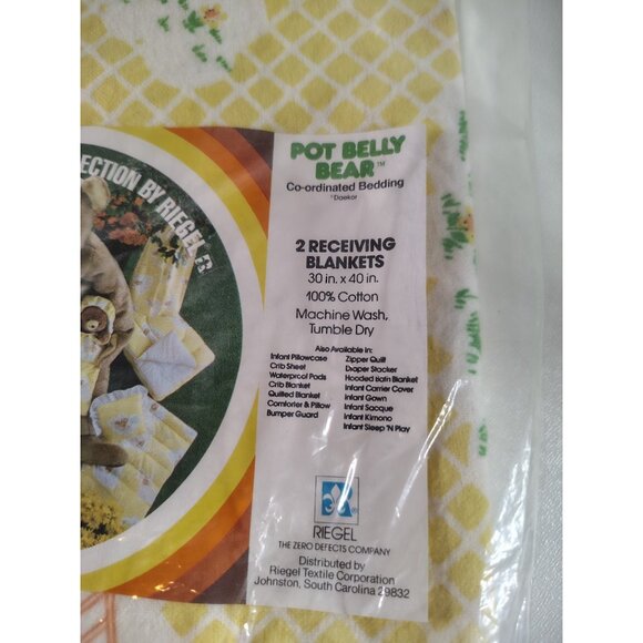 Nip VTG RIEGEL TEDDY BEAR Baby Blanket Bears Pot Belly Receiving Blanket - Picture 3 of 4